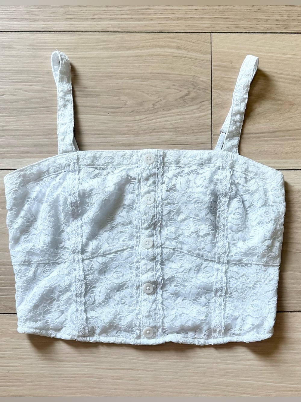 Abercrombie & Fitch White Lace Corset Crop Top Size M Adjustable Straps